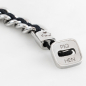 Preview: Pig& Hen, bracelet Catena Curb, navy-silver, braided nylon, closure button, front, navy | silver, detail button closure